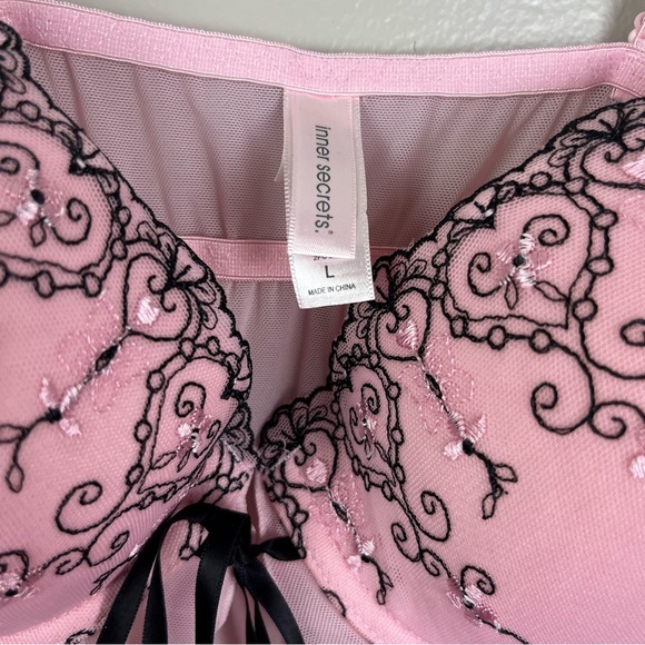 Y2K Fairycore Babydoll Push Up Sheer Sexy Pink and Black adjustable strap Top L - Picture 5 of 6